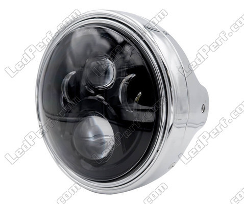 Exemplo de Farol redondo cromado com ótica LED preta Moto-Guzzi Bellagio 940