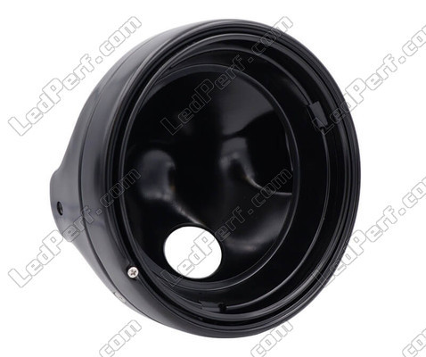 Farol redondo preto acetinado para adaptação de uma ótica full LED em Moto-Guzzi V9 Roamer 850