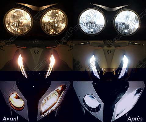 LED Luzes de presença (mínimos) branco xénon Suzuki GSX-F 650 antes e depois